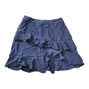 Skies are Blue Asymmetric Ruffled Mini Skirt Blue Size Small Stretch Preppy NWOT